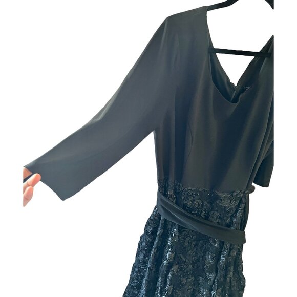 Alex Evenings Blk Dress 3/4 Sleeves Sequins Lace patassimenterie Women's Size 18 - Picture 9 of 16